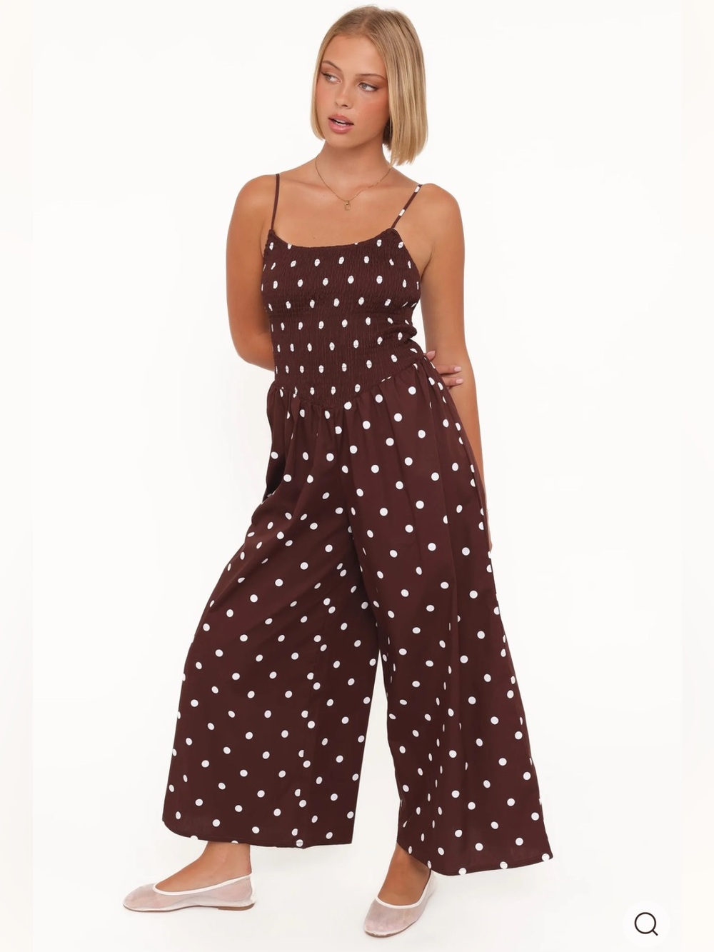 Petal and Pup Paloma Jumpsuit - Chocolate Polka Dot Wide-Leg